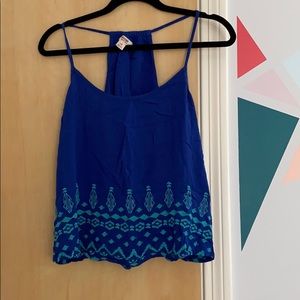Blue embroidered tank top